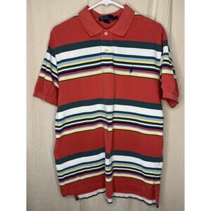 2000s Y2K Polo Ralph Lauren Fall Rainbow Stripe Prep Old Money Polo Shirt L